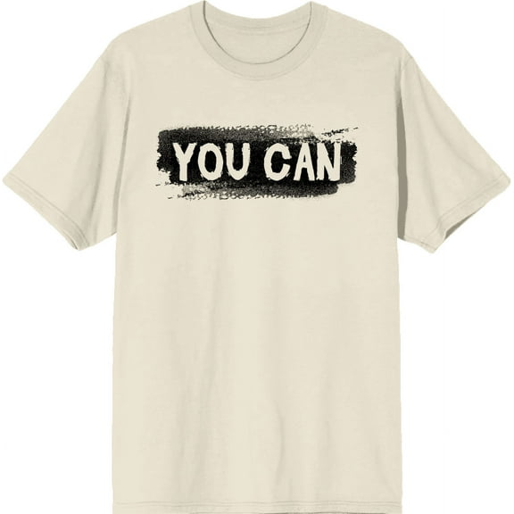 "You Can" Gym Culture Adult Natural Crew Neck Short Sleeve Tee-XL
