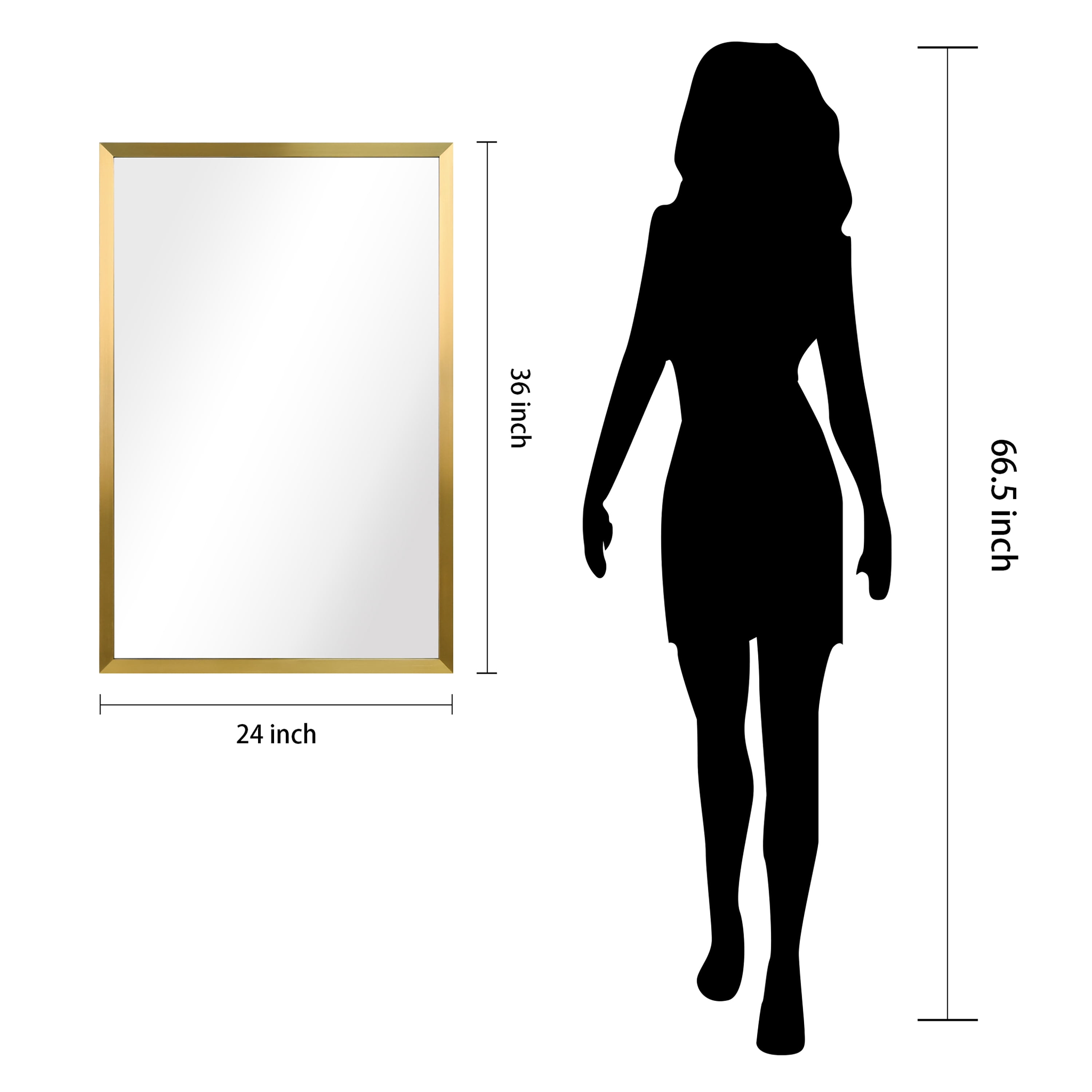 Empire Art Direct PSM-70107-2436 Contempo Brushed Gold Stainless Steel rectangular Wall Mirror