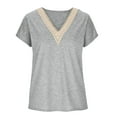 thumbnail image 4 of Elvqul Plus Size Womens Tops Gray V-Neck Short Sleeve Womens Plus Size T Shirts Loose Solid Tops, 4 of 9