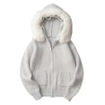 thumbnail image 5 of Wilark Girls Zip Up Sweater Coats with Pockets Hooded Casual Trendy Long Sleeve Fall Winter Cute Cardigan Sweater Gray 8, 5 of 7