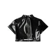 thumbnail image 6 of iEFiEL Womens Short Sleeve Crop Top Patent Leather Back Zipper Disco Tops Nightclub Rave Dance Camisole Black 3XL, 6 of 7
