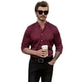 thumbnail image 2 of POGLIP Men's Burgundy Button-up Slim-fit Long Sleeve Men's Shirt, 2 of 6