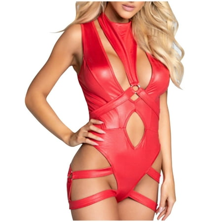 

Tarmeek Women s Plus Size Sexy Lingerie Valentines Ladies Sexy Patent Leather Lingerie Suit Passion Clothes Uniform Temptation Sexy Plus Size Teddy Babydoll Bodysuit Lingerie for Women Sexy Naughty