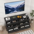 thumbnail image 3 of QinaQin Tv Stand with Wall Mount, a 47.2-Inch Modern Entertainment Center, a 6-Drawer Rattan Dressing Table for Tvs From 32 To 85 Inches, and a Media Console Table with Storage Space, 3 of 8