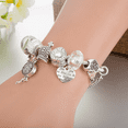 thumbnail image 3 of Rush Women's Charm Bracelet, White Crystal Beaded Bracelet, Heart Pendant, Valentine's Day Gifts for Ladies, Girls(size:17cm) S1923, 3 of 4