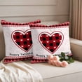 thumbnail image 3 of Pack of 2 Outdoor Pillow Covers,Waterproof Red Pink Love,Throw Pillow Covers,Valentine's Day Saint Heart Retro Plaid Decorative Pillowcases Cushion Covers for Couch Pillow Sham Protector 18x18 Inch, 3 of 8