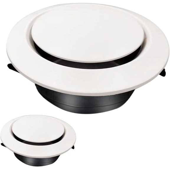 2PCS 6 Inch Air Vent Covers ABS Round Adjustable Soffit Vent and Round Walls & Ceilings Diffuser Vent Cover for Exhaust Fan and Inline Duct Fan Bathroom Kitchen Garage Use