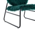thumbnail image 7 of Modern Armless Accent Chair, Comy Fluffy Faux Fur Upholstered Living Room Chair with Metal Legs Cute Vanity Chair for Women Girls Bedroom Living Room, Emerald, 7 of 7