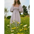 thumbnail image 2 of Gupgi Robe Bohème pour Femme à Encolure Carrée, Manches Bouffantes, Longue Robe à Fleurs, Décontractée, Vacances, Ample, Robe d'Été, 2 of 7
