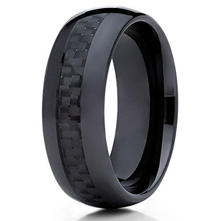 8 Mm Ceramic Ring - Ceramic Wedding Band Black Carbon Fiber Insert 8mm Black Ceramic Ring Dome Men Women Comfort Fit