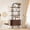 Brown, variant on 71" Tall Arched Bookshelf with Sliding Tambour Doors, Mid Century Modern Curved Metal Frame Bookcase, 4-Tier Storage Display Shelf for Living Room/Bedroom/Home Office