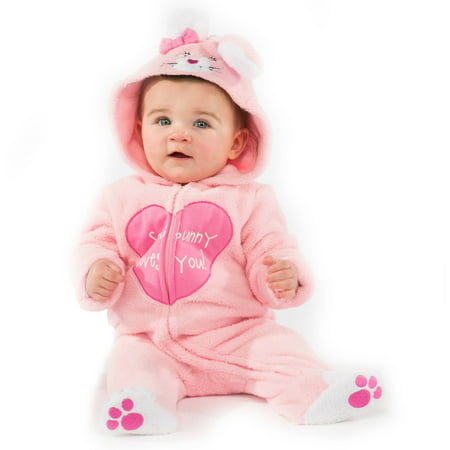 Infant Girls Plush Pink Little Bunny Costume Baby Rabbit Jumper