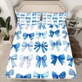 thumbnail image 2 of Manfei Chic Bowtie Bow Twin Sheet Sets,Cute Bowknot Ribbon Twin Fitted Sheet,Blue White Flat Sheet For Girls Teens,Super Cozy Room Decor,3-Piece, 2 of 7