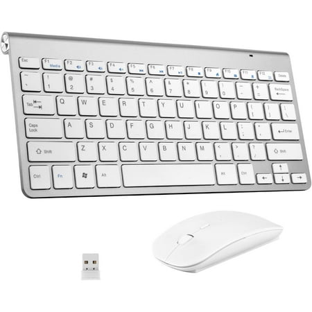 Summer Savings! 2.4G Wireless Keyboard Mouse Mini Keyboard Mouse Combo Set for Laptop Notebook Desktop PC Computer,Silver