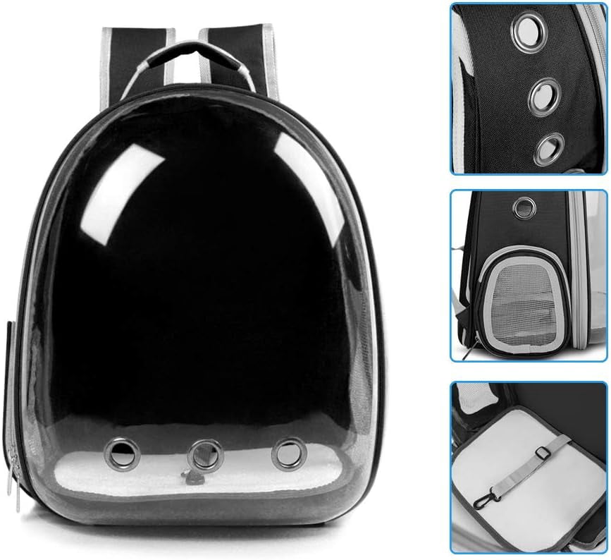 Cat Backpack Carriers, Dog Backpack, Pet Backpack for Small Cats Puppies Dogs Bunny, Airline-Approved Ventilate Transparent Bubble Backpack for Travel and Outdoor(Black)