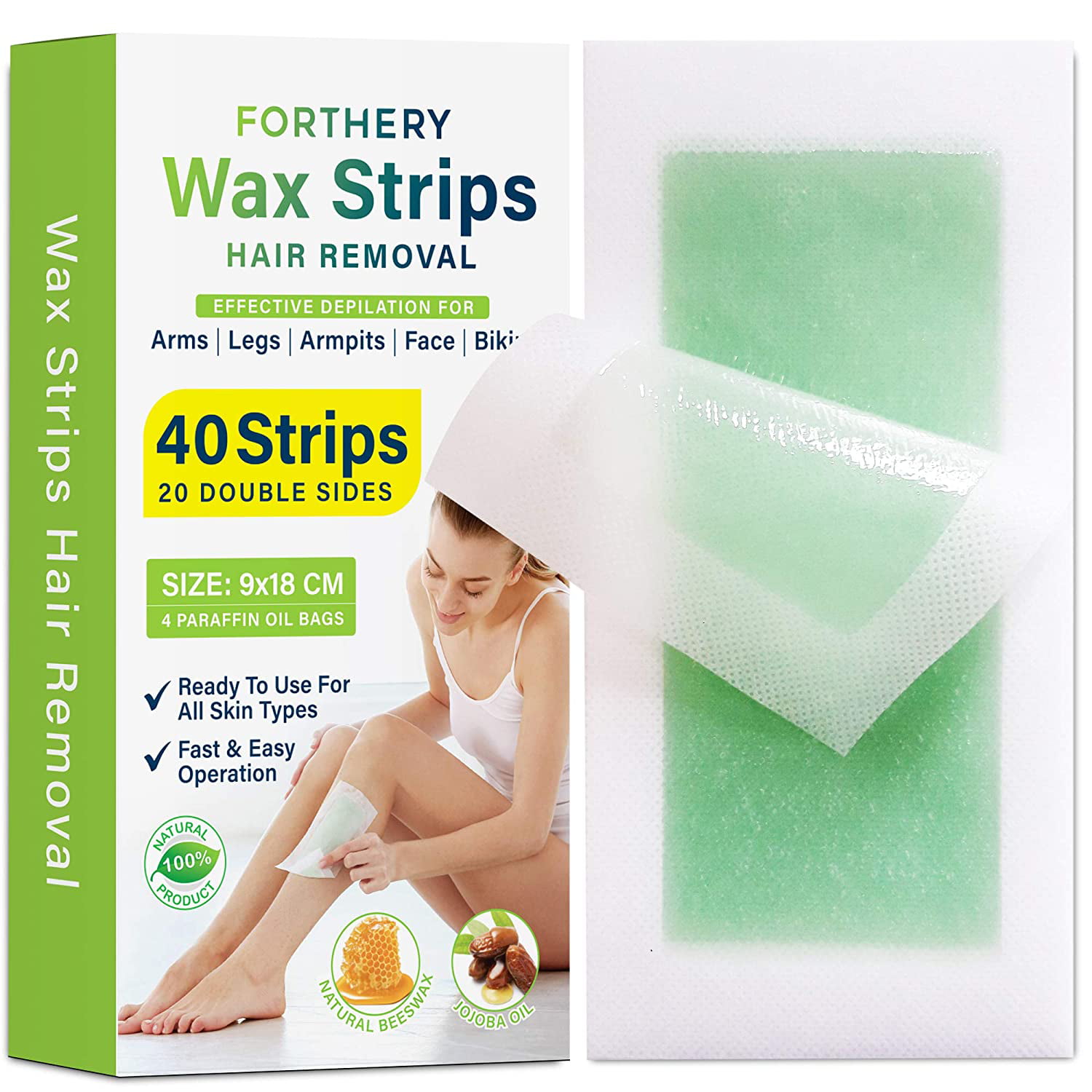 Wax Strips Hair Removal Kit - No Wait Time Keep Skin Smoothness[40 ...