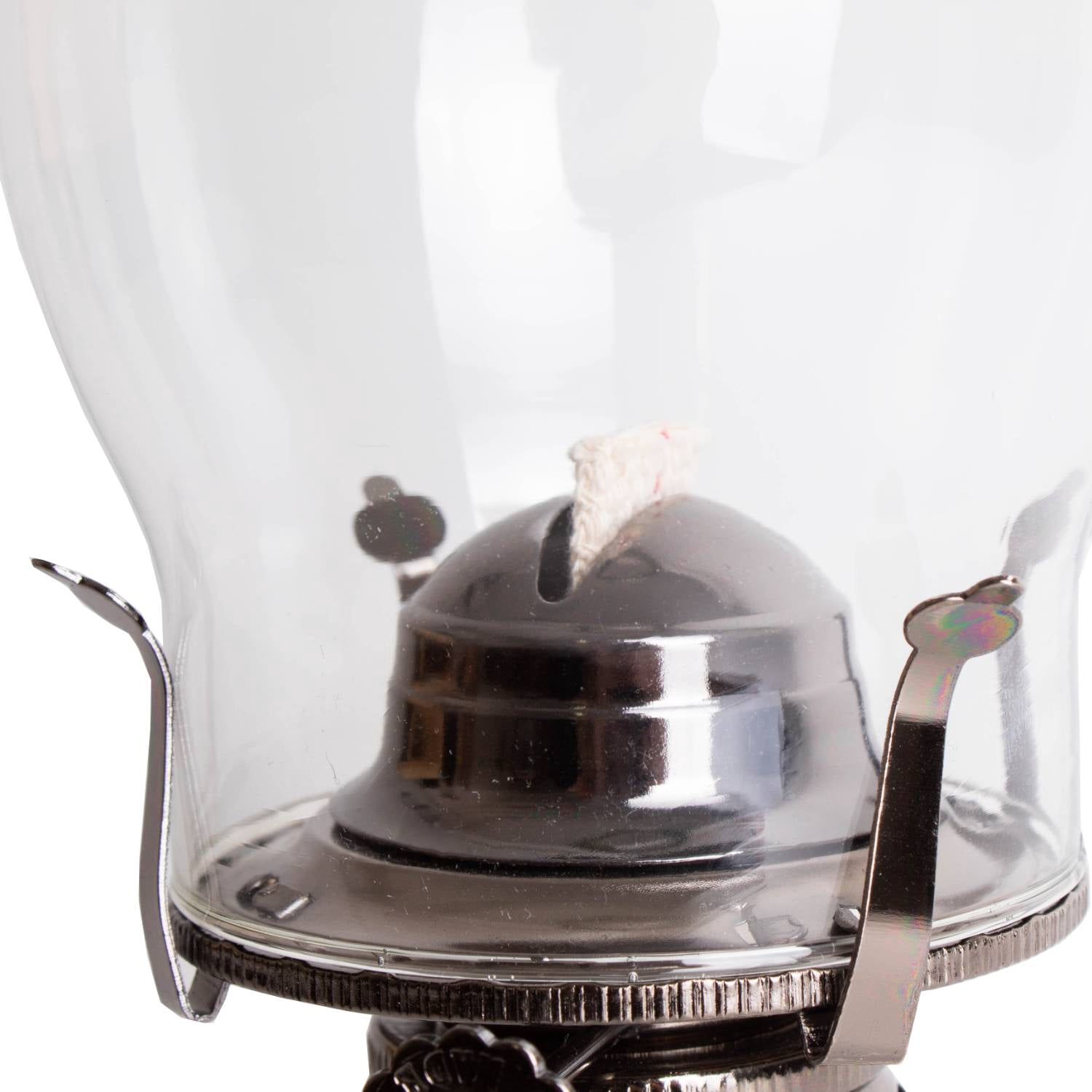 Lehman's Rayo Ellipse Oil Lamp, Indoor Non-Electric Lighting for Everyday or Emergencies, Clear Glass Font and Chimney, Silver-Plated Burner, 13 inches
