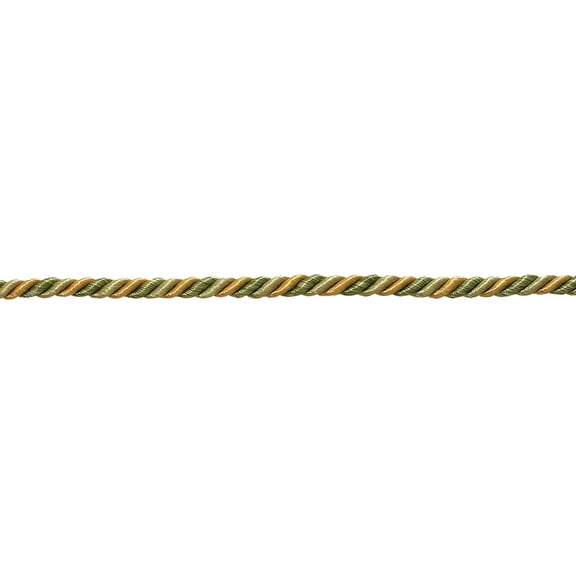 3/16" (0.5cm) Small Twisted 3-ply Rope Cord Trim # 316BNL,, Beige Green Gold #1755 (Yellow Gold, Light Beige, Olive Green) Sold By The Yard (36"/3 ft/0.9m)