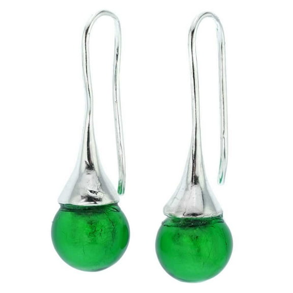 GlassOfVenice Murano Glass Drop Earrings - Emerald Green