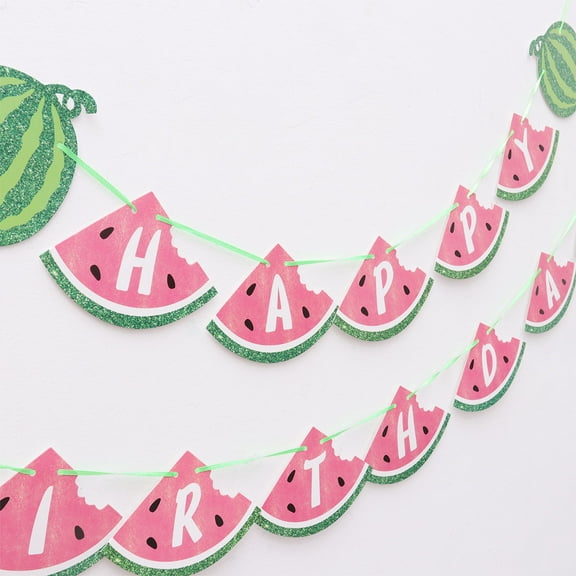 COSMOBETTY Fruit Birthday Banner Colorful Paper Decorative Flag for Children 1Pcs