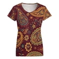 thumbnail image 5 of Vintage Paisley Floral Design Women's Blouse Short Sleeve Women's Top T-Shirt Spring Summer Clothes, 5 of 7