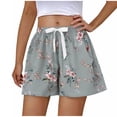 thumbnail image 5 of FAZVAOO Sleep Shorts for Women,Floral Printed Drawstring Elastic Waist Pajama Shorts,7"Inseam, 5 of 5