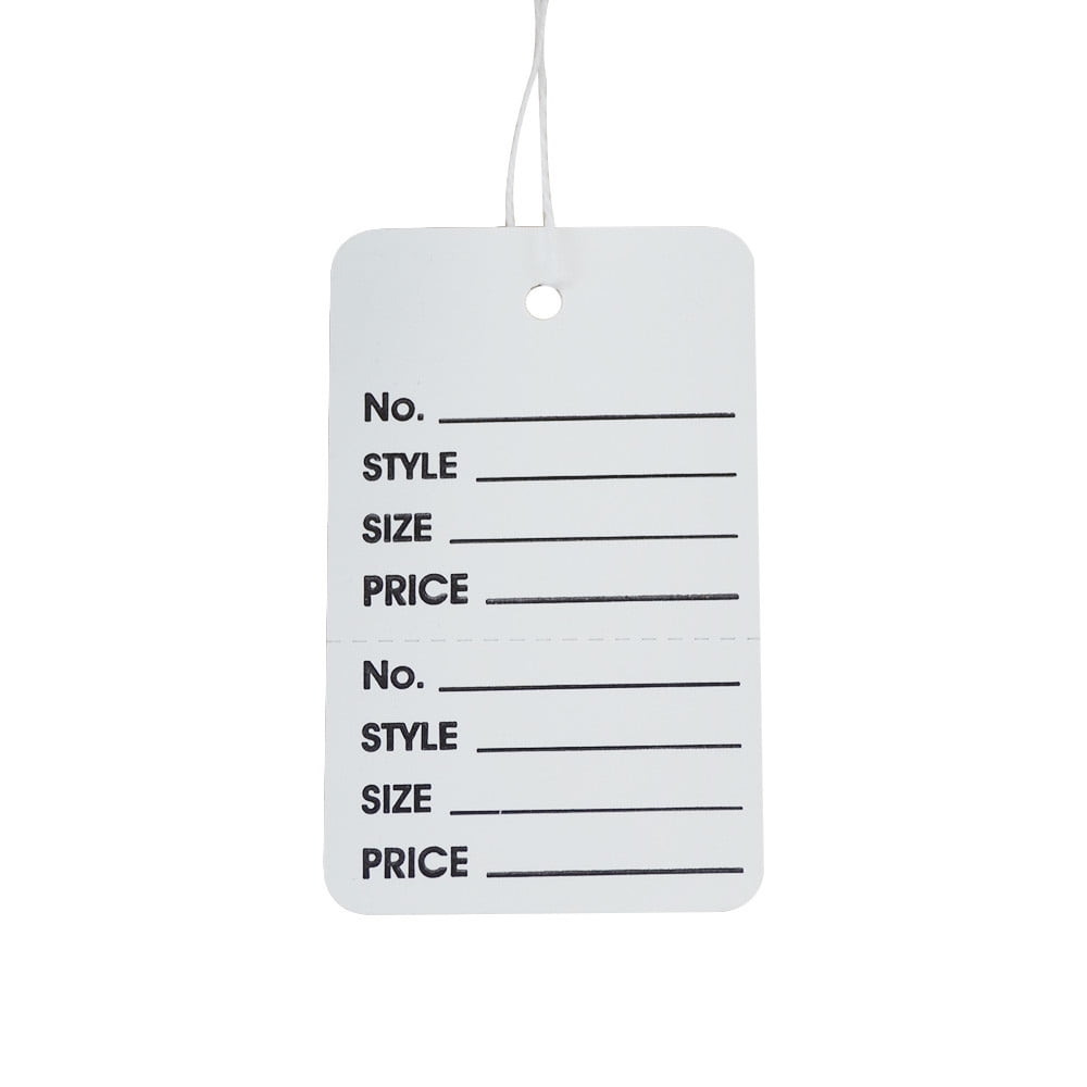 Retail & Services 100 Large Price Tags W/Strings White Perforated