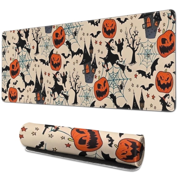 Long Mouse Pads for Desk,Classic Halloween Pattern Desk Mats on Top Of Desks, Desk Mouse Pad Extra Large with 3mm Non-Slip Base and Stitched Edge for Gaming,Office,Work,Home 31.5"x11.8"