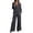 Dark Gray, variant on 2 Piece Blazer Sets for Women Solid Color Long Sleeve Lapel Button Blazers Matching Wide Leg Dress Pants Casual Business Fall Winter Outfit Sets