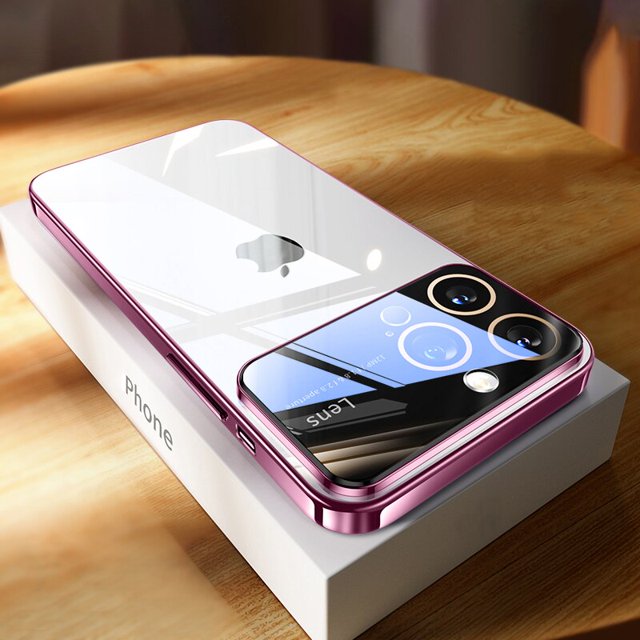 Funda de teléfono de silicona suave chapada para iPhone 14, 13, 12, 11 Pro Max, XR, XS, X, 8, 7 Plus, parachoques a prueba de golpes, Protector de cámara de vidrio Fivean unisex