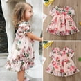 thumbnail image 2 of Toddler Baby Girls Flower Print Ruffles Princess Dress Sundress Clothes Outfit, 2 of 7