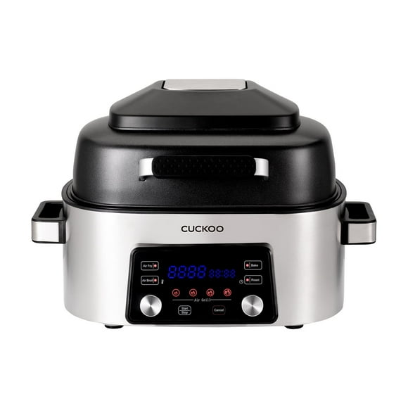 CUCKOO CAFG-A0601S Gril à Air de Comptoir Gril à Air, Frire à l'Air, Rôtir, Cuire & Griller, Facile à Nettoyer, Accessoires Lavables au Lave-Vaisselle, Livre de Recettes Inclus, Acier Inoxydable