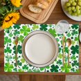thumbnail image 4 of St. Patrick's Day Placemats Set of 8, Spring Green Lucky Irish Clovers Placemats for Dining Table, Place Mats for Kitchen Tabletop, Waterproof Wipeable Dining Table Mats Set, 4 of 9