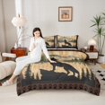 thumbnail image 4 of Homewish Female Men Women Safari Wolf Bedding Comforter Set 2pcs,Jungle Animal Twin Comforter Sets Microfiber,Vintage Cabin Breathable Bedding Set,Breathable Home Decor,Reversible, 4 of 8