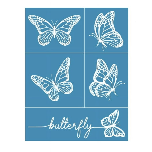 Techinal Butterfly Self-Adhesive Silk Screen Printing Stencil for Painting on Wood DIY