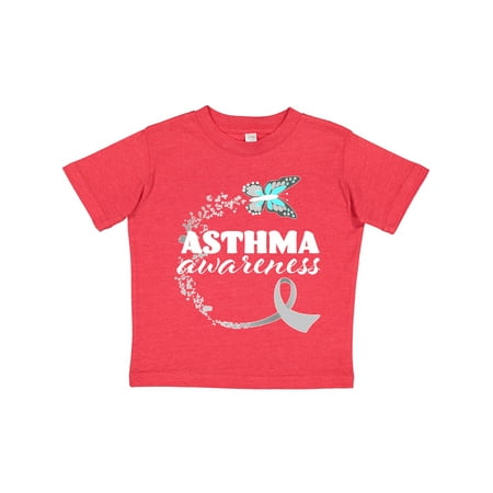 

Inktastic Asthma Awareness Gray Ribbon and Butterfly Gift Toddler Boy or Toddler Girl T-Shirt