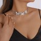 thumbnail image 1 of Gargantilla con colgante de mariposa con diamantes de imitación bohemios, collar de cadena cubana de cristal llamativo, collar corto de plata para mujeres y niñas (plata), 1 of 5
