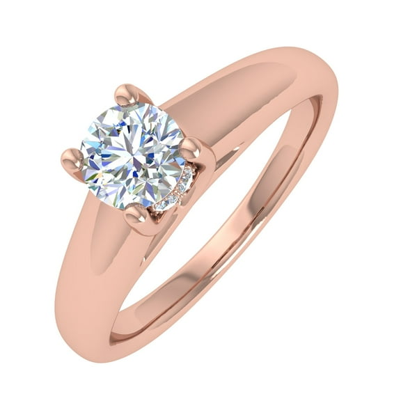 1/2 Carat Solitaire Diamond Engagement ring in 14K Rose Gold (Ring Size 4.5)