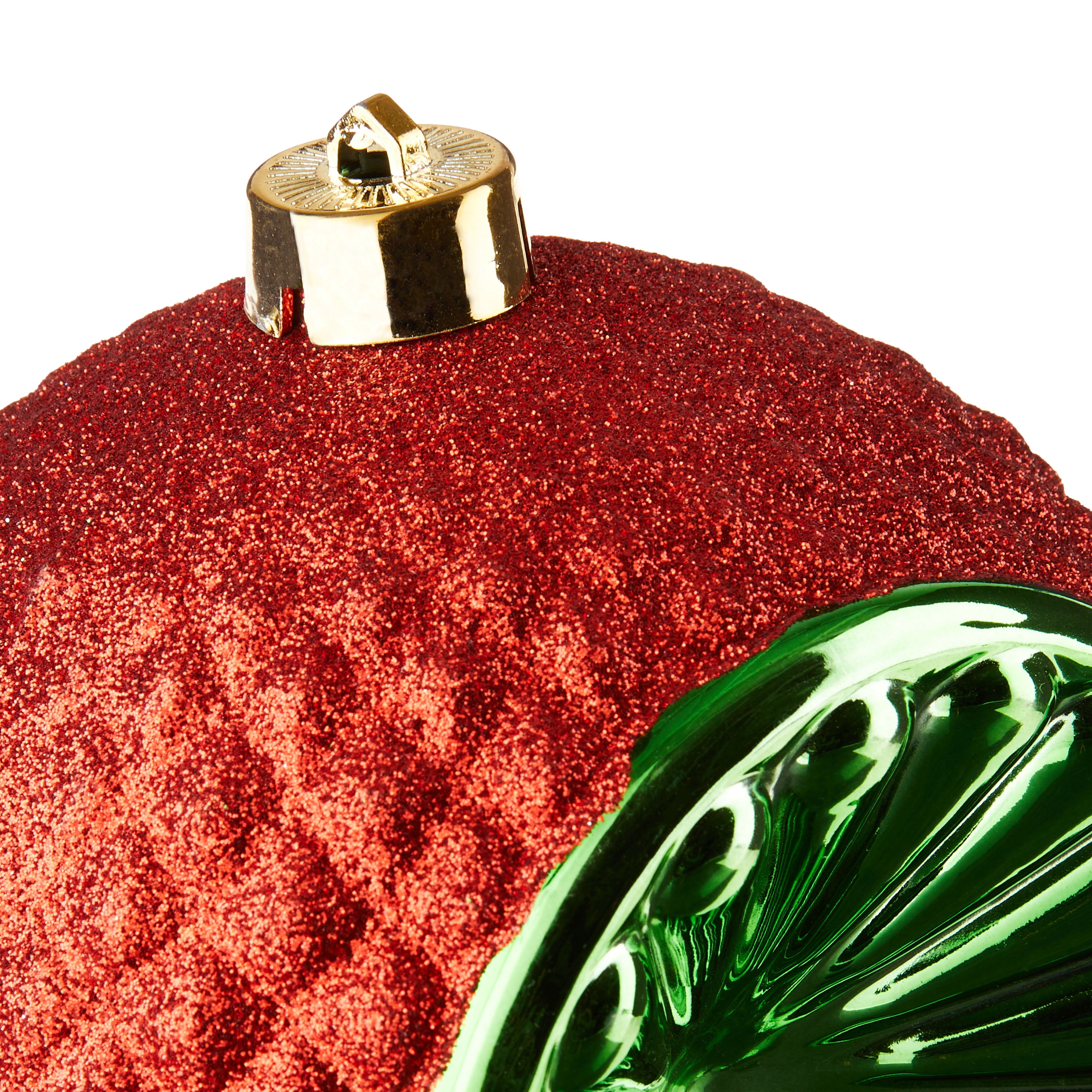 Red & Green Glitter Vintage-Style Witch Eye 150mm Jumbo Shatterproof Round Christmas Ornament, Holiday Time