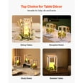 thumbnail image 6 of KFFKFF 12 Sets/36 Pieces Wooden Lantern Centerpiece Set, Includes 12 Wooden Lantern Candle Holders, 12 Flameless LED Candles, and 12 Eucalyptus Leaf Wreaths for Table Decorations at Weddings, Parties, 6 of 9