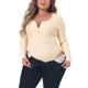 thumbnail image 4 of Agnes Orinda Trajes de cuerpo de talla grande para mujeres, con cuello en V profundo, cierre de cremallera, mangas largas, mono 4X color beige, 4 of 6
