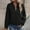 Black, variant on Women's Plus Size Coarse Knitted Baseball Jacket with Zipper and Long Sleeve for Casual Wear