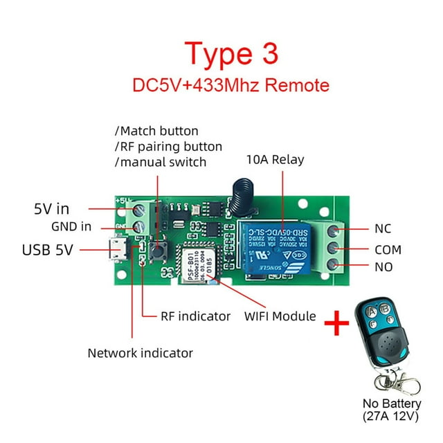 DC 5V 12V 24V 32V,eWelink WiFi Smart Switch Gate Automation Garage Door Opener Controller,RF433 Remote Control,Relay ,Easy to Use