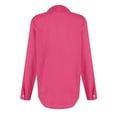 thumbnail image 5 of Jzuxvd Womens Button Down Shirts Gauze Cotton Dress Shirt Long Sleeve Oversized Solid Tunic Tops with Pockets Hot Pink 3XL, 5 of 6