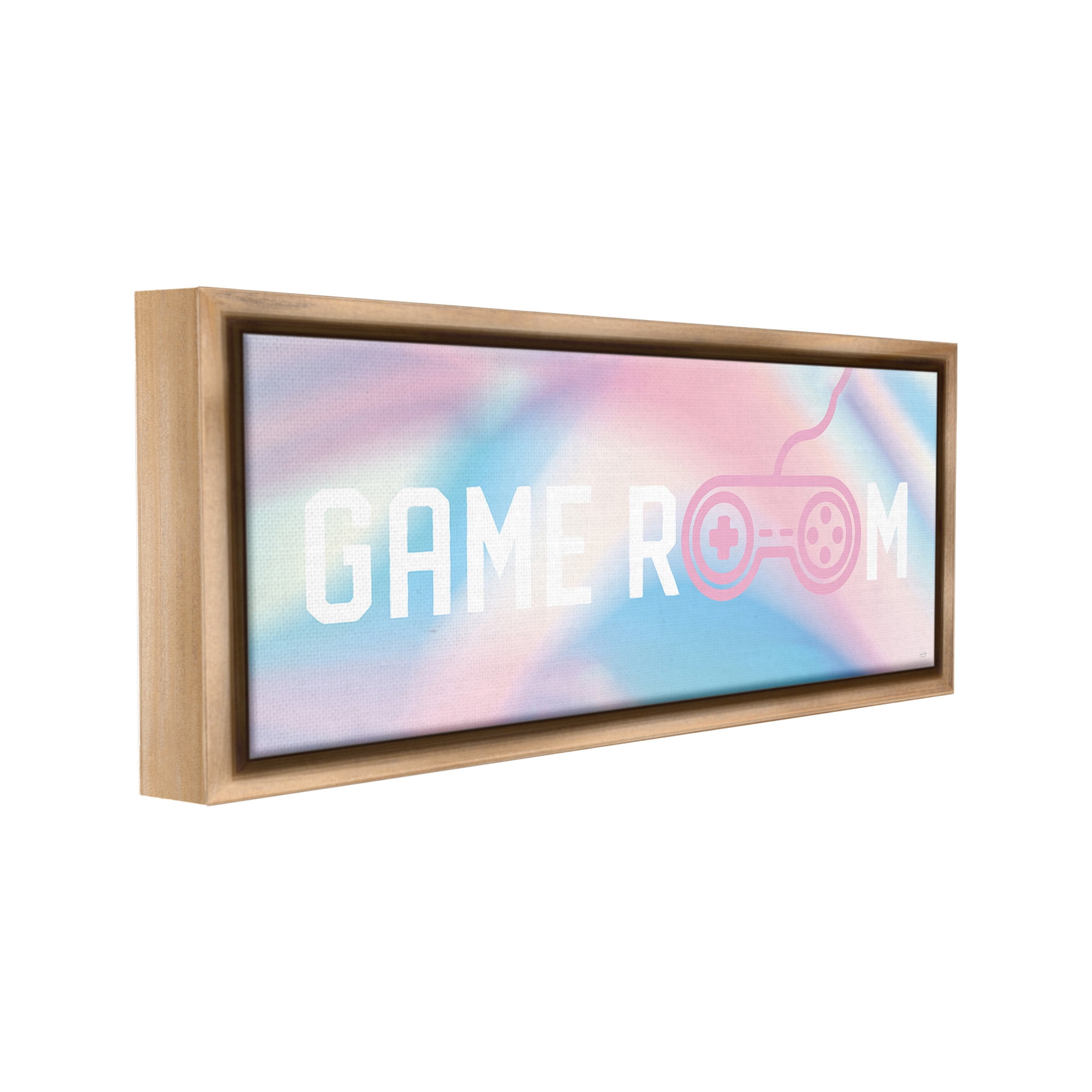 Stupell Industries Pastel Game Room Typography Painting Brown Floater Framed Canvas Art Print Wall Art, 31 x 14
