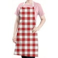 thumbnail image 5 of Red and White Plaid Pattern Apron-Garden Aprons for Women with Pockets-Cotton Linen Waterproof Kitchen Cooking Gardening Aprons Adjustable for Kitchen,Cooking,BBQ and Salon 33x27 Inch, 5 of 7