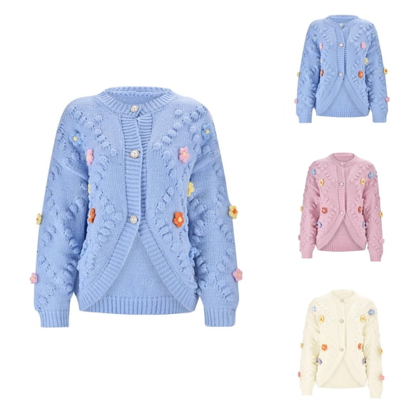 Cardigan Sweaters for Women Flower Embroidery Long Sleeve Button Knitted Sweater Coat Jacket Womens Cardigan Sweaters