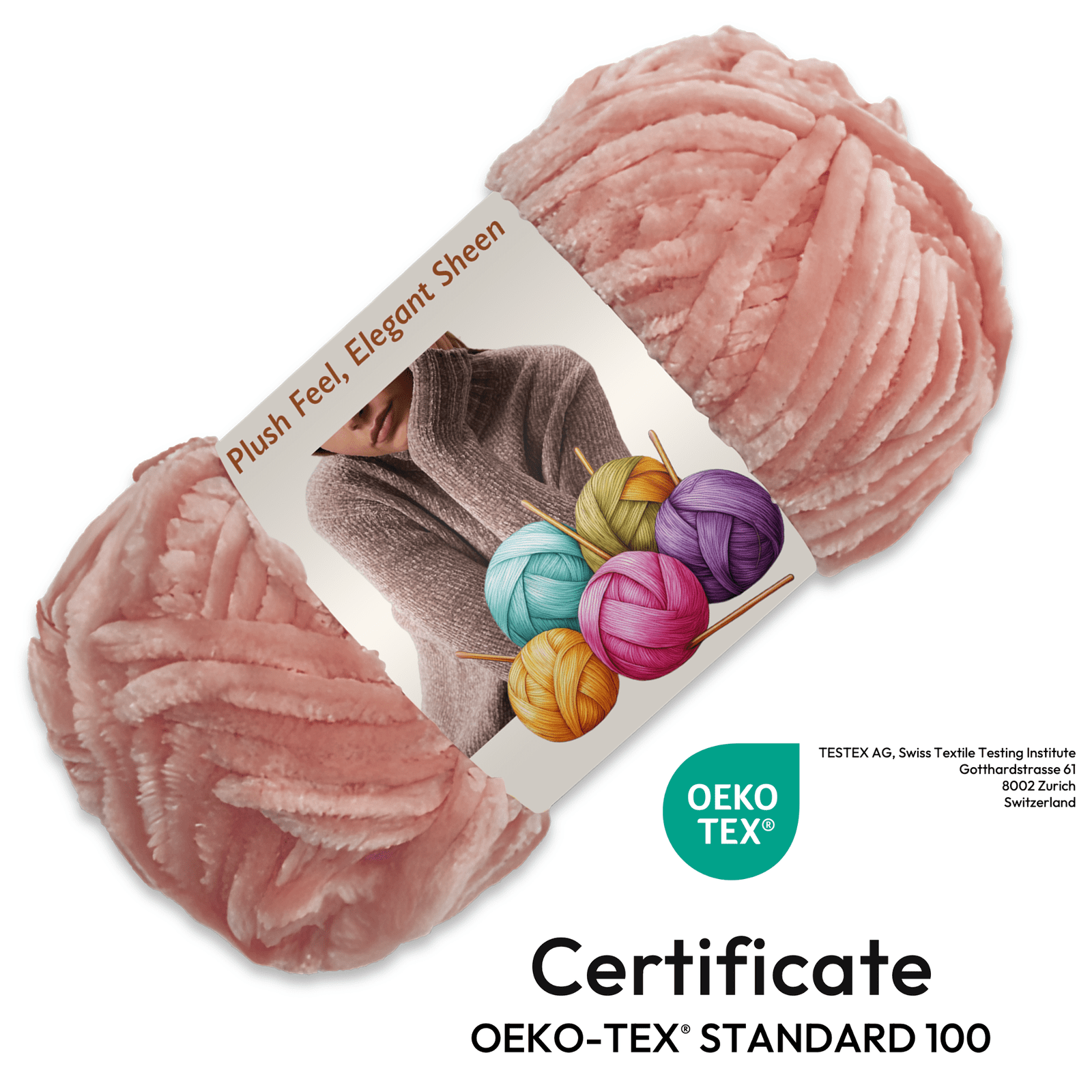 ComfiTime 6-Pack Velvet Yarn – Bulky #5, 3.5 oz / 87.5 Yds per Skein, OEKO-TEX Certified, Soft Fluffy for Sweaters, Blankets, Scarves, Home Décor, Crochet/Knitting/Amigurumi, Machine Washable, Pink