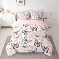 thumbnail image 2 of Castle Fairy Gradient Butterflies 7-Piece Twin Bedding Sets for Teens Girls Boys,Floral Flower Bedding Comforter Set,Abstract Watercolor Breathable Sheet Sets,Luxury Bedroom Decor, 2 of 8