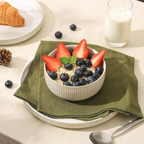 25 OZ Ceramic Cereal Bowls Set of 6, Stoneware Soup Bowls for French Onion, Ice Cream, Dessert, Microwave & Dishwasher Safe